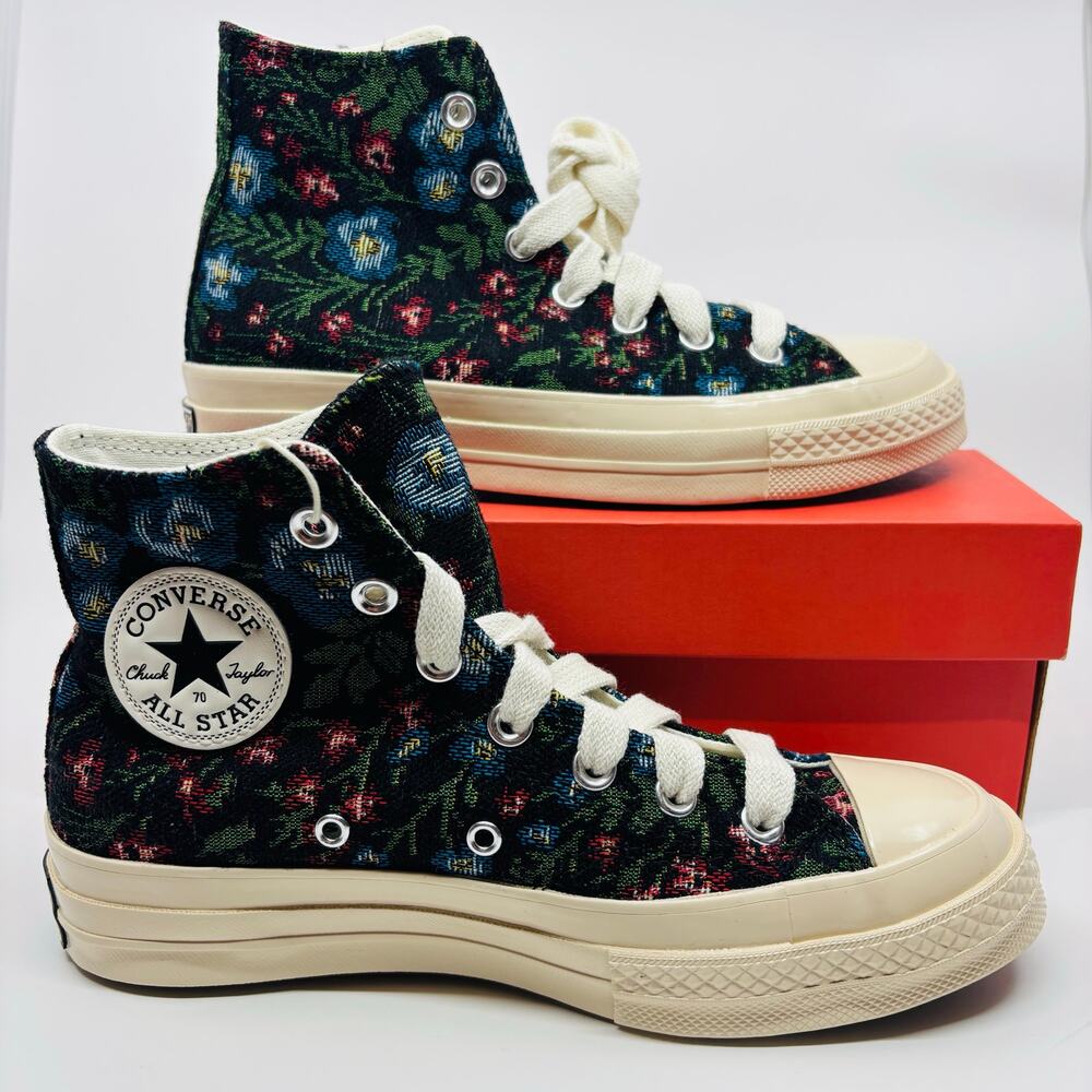 Converse Chuck 70 Shoes Womens Size 7 Floral Tapestry Jacquard Black Cottage NIB
